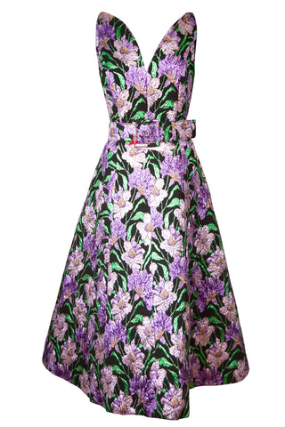 Thin Strap Curved V-neck Full Skirt Dress | new with tags (est. retail $3,690) Dresses Carolina Herrera   