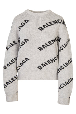 2018 All Over Intarsia Logo Wool Sweater | (est. retail $1,300) Sweaters & Knits Balenciaga   