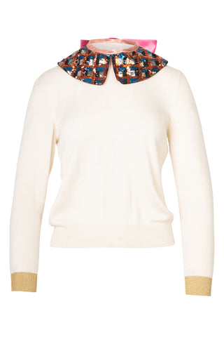 Alessandro Michele Cashmere Sweater with Embellished Collar  | (est. retail $1,600) Sweaters & Knits Gucci   