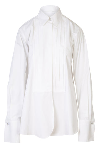 Pleated Bib Heavy Organic Cotton Poplin Blouse | new with tags (est. retail $1200) Shirts & Tops Jil Sander   