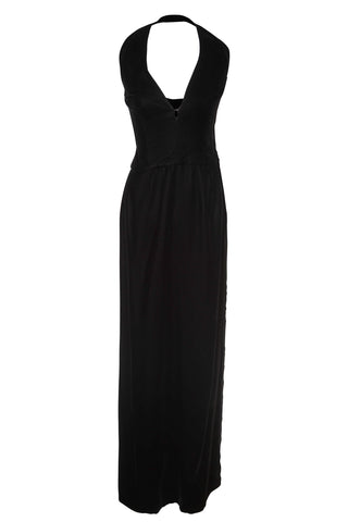 Vintage Black Velvet Halter Gown with Pink Silk Detailing Dresses Paul-Louis Orrier   