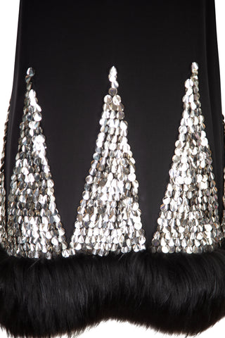 Silk Crepe Embellished Cocktail Dress with Fur Trim | FW '10 Runway Dresses J. Mendel   