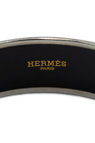 Wide Enamel Palladium Plated Bracelet | (est. retail $600) Bracelets Hermes   