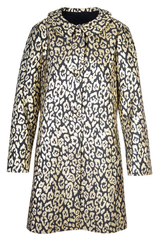 Leopard Jacquard Trapeze Collared Top Coat with Gathered Back | (est. retail $2,990)