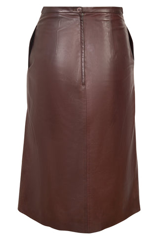 Vintage YSL Rive Gauche Leather Midi Pleated Skirt Skirts Saint Laurent   