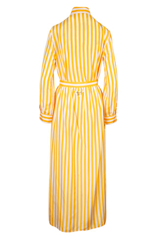 Marigold Striped Button Front Skirt with Tie Skirts Prada   
