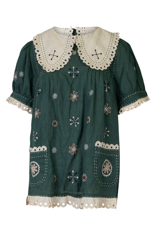 Embroidered Linen Top