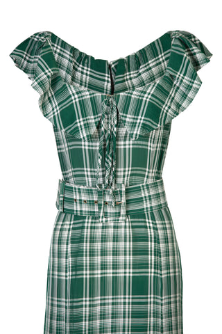 Crinkle Plaid Dress in Green | (est. retail $1,795) Dresses Rosie Assoulin   