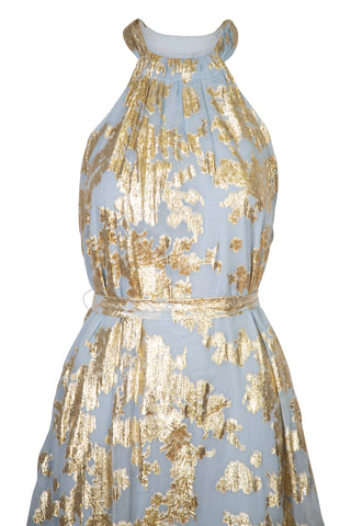 Metallic Floral Fil Coupé Silk-Blend Halter Dress | (est. retail $695)