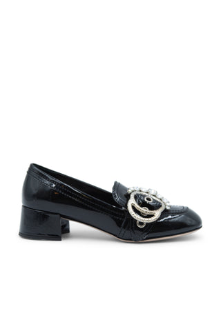 Embellished Buckle Patent Loafer Loafers Miu Miu   