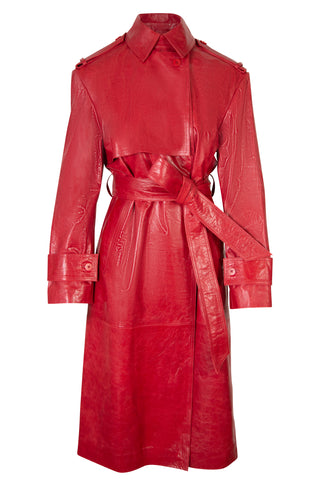 Belt Coat in Crunchy Leather Chilli Pepper | new with tags (est. retail $1,059)