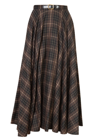 Wool Blend Midi Plaid Circle Skirt | FW '21 Runway | (est. retail $1,900) Skirts Celine   