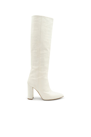 Croc Embossed Leather Knee High Boots