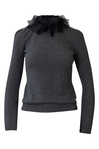 Red Valentino Wool Scoop Neck Sweater in Grey