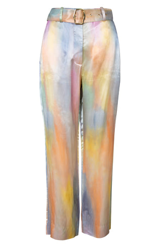Willa Printed Satin Cropped Pant in Watercolor