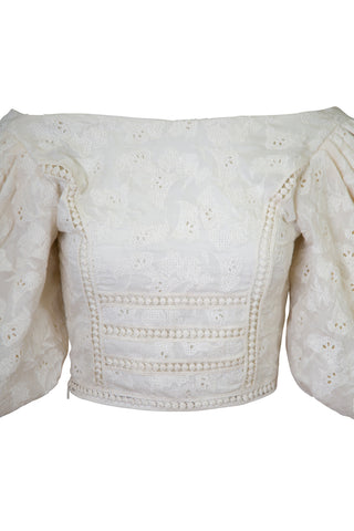 Hazel Reflection Embroidered Cotton Crop Top | (est. retail $1,150)