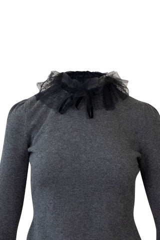 Red Valentino Wool Scoop Neck Sweater in Grey
