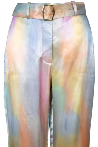 Willa Printed Satin Cropped Pant in Watercolor