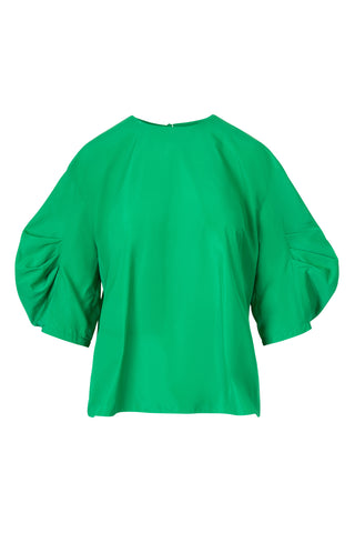 Italian Sporty Nylon Pleat Sleeve Top in Jadeite Green | (est. retail $395) Shirts & Tops Tibi   