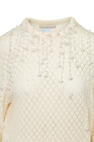 Pearl-Embellished Diamante Sweater | Pre-Fall '19