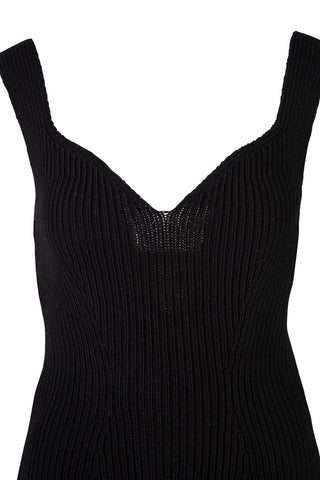 Lanae Sleeveless Open Back Sweater in Black Shirts & Tops Khaite   