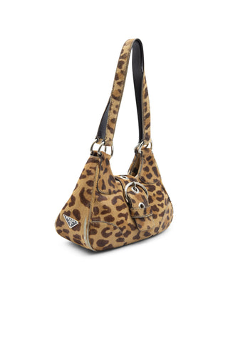 Leopard Ponyhair Buckle Shoulder Bag Shoulder Bags Prada   
