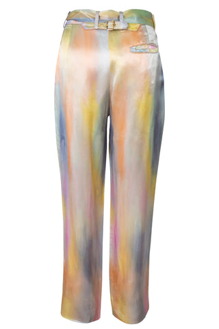 Willa Printed Satin Cropped Pant in Watercolor