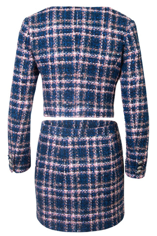 Cropped Button-Embellished Checked Tweed Jacket | FW '21 Collection (est. retail  $1,855) Jackets Alessandra Rich   