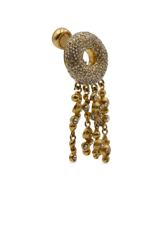 Vintage Rhinestone Embellished Gold Fringe Single Earring