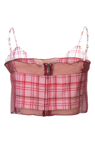I Sheer Right Through You Bustino in Red/Brown Plaid | (est. retail $895)