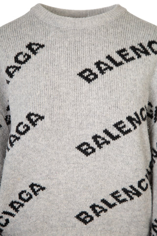 2018 All Over Intarsia Logo Wool Sweater | (est. retail $1,300) Sweaters & Knits Balenciaga   