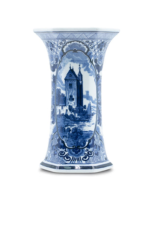 19th Century Delft Blue & White Vases | set of 2 Decorative Accents Vintage   