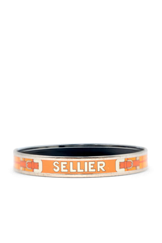 'Sellier' Printed Enamel Narrow Bangle Bracelets Hermes   