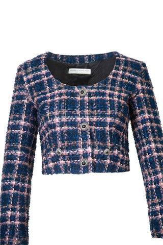 Cropped Button-Embellished Checked Tweed Jacket | FW '21 Collection (est. retail  $1,855)