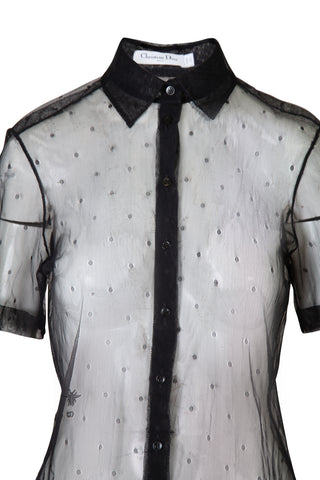Sheer Polka Dot Button Up Top