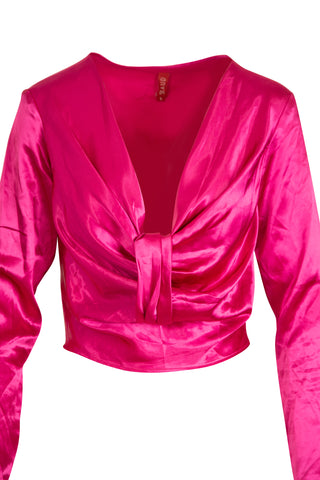 Knotted Cropped Blouse in Pink