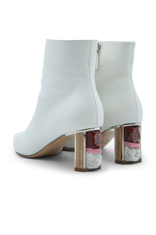 White Bootie with Embellished Red/Pink Heel Boots Gabriela Hearst   