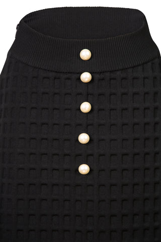 Stretch Textured Knit Jersey A-line Skirt with Pearl Buttons | SS '96-'97 Act 1 Skirts Chanel   
