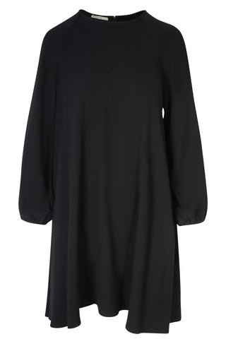 Black Blouson Sleeve Midi Dress