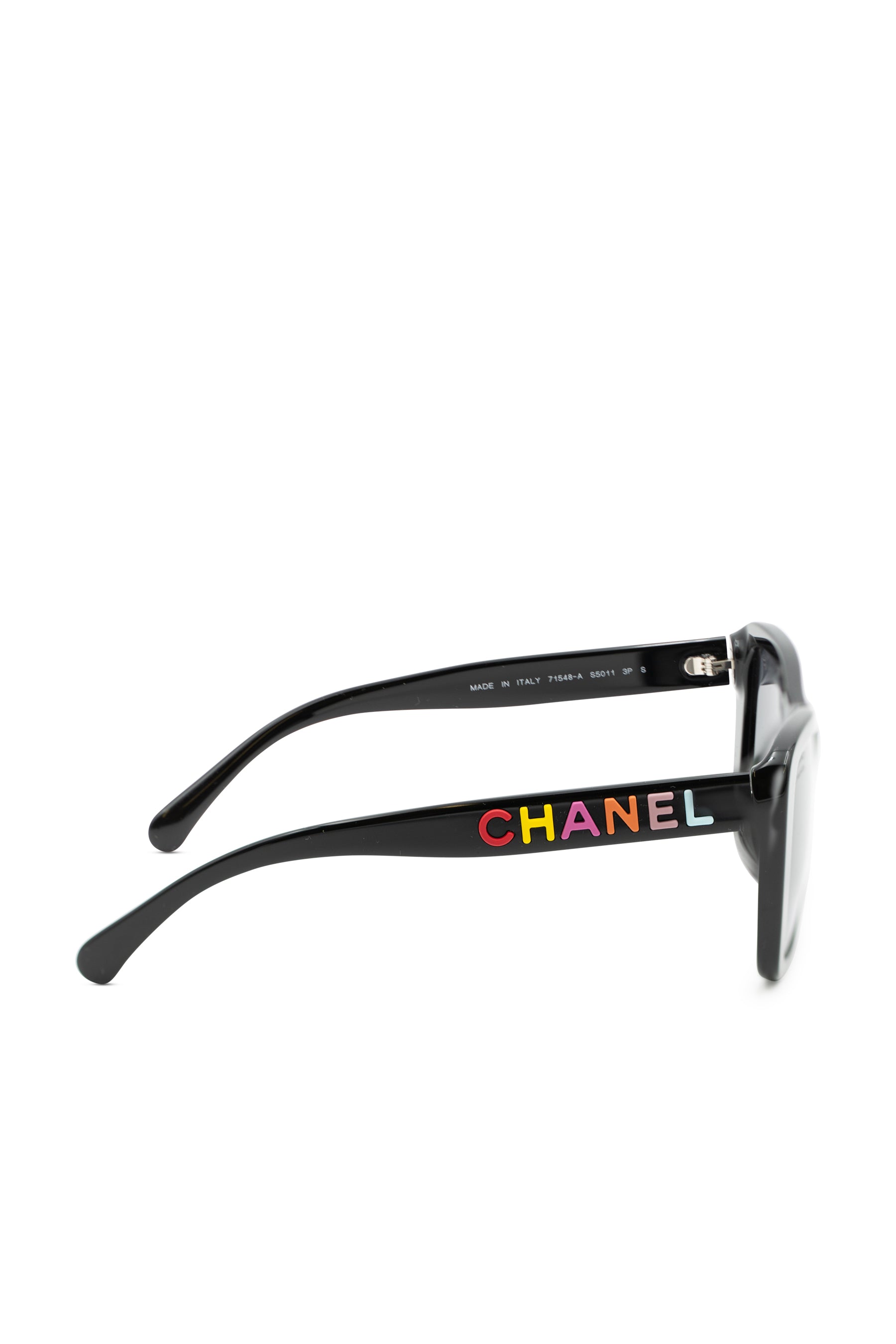 Black Sunglasses with Rainbow Chanel Letters | new with tags