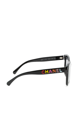 Black Sunglasses with Rainbow Chanel Letters | new with tags
