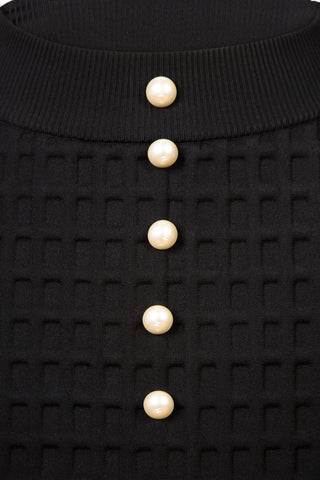 Stretch Textured Knit Jersey A-line Skirt with Pearl Buttons | SS '96-'97 Act 1 Skirts Chanel   