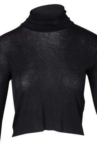 Black Cropped Turtleneck Top Shirts & Tops Rosetta Getty   