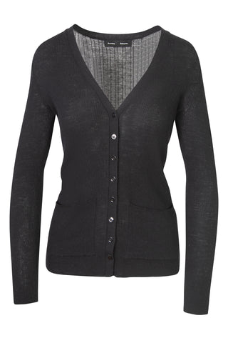 Micro Ribbed Front V-neck Cardigan