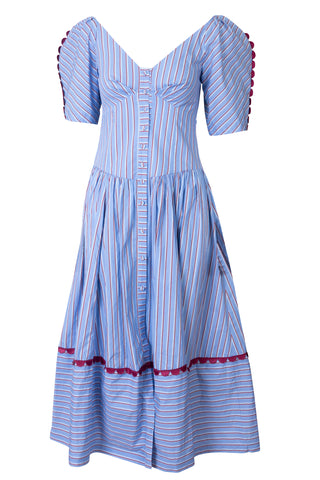 Anika Dress in Celeste Rouge Stripes | (est. retail $750)