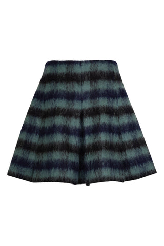 Box-Pleated Mohair Plaid Mini Skirt