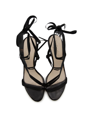 Lace up Leather Sandals in Black