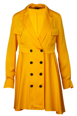 Silk Button Down Mini Dress in Yellow