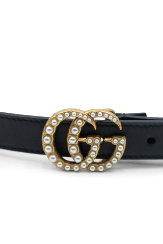 Pearly GG Marmont Leather Belt Belts Gucci   