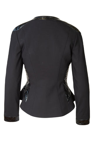 Fitted Black Jacket with Patent Leather Trim